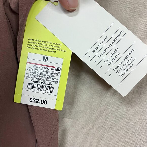 All In Motion Women's M Plum Purple Active Light High-Rise Woven Taper Pants - Picture 9 of 15